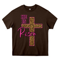Chocolate Brown He Is Risen Leopard Heavy Core Tee - Bettercallsaul