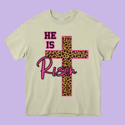 He Is Risen Leopard Heavy Core Tee Designed By Bettercallsaul