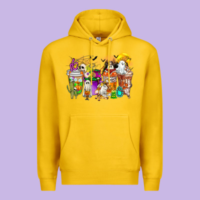 Halloween Western Boo Coffee Cups Premium Hoodie Designed By Cowhidedigitalart