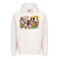 Pale Pink Halloween Western Boo Coffee Cups Premium Hoodie - CowhideDigitalArt