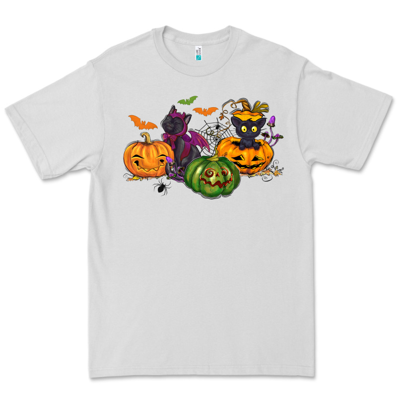 Black Cat And Pumpkin Premium Tee by NancyCooperArtShop | Teevron