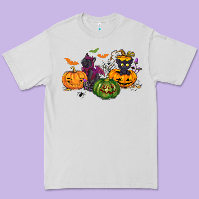 Black Cat And Pumpkin Premium Tee Designed By Nancycooperartshop