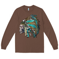 Chestnut western indian headdress with skull Long Sleeve Tee - RanaPortraitStore