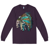 Plum western indian headdress with skull Long Sleeve Tee - RanaPortraitStore