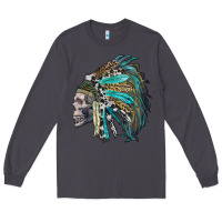 Smoke western indian headdress with skull Long Sleeve Tee - RanaPortraitStore