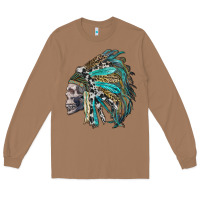 Toasted Coconut western indian headdress with skull Long Sleeve Tee - RanaPortraitStore