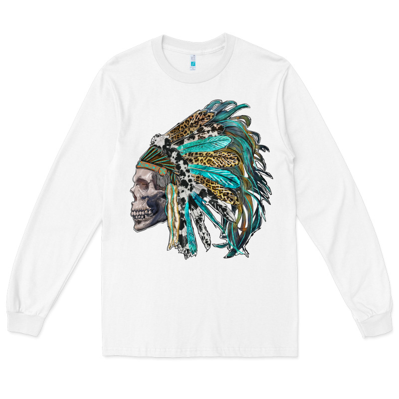 Western Indian Headdress With Skull Long Sleeve Tee by RanaPortraitStore | Teevron