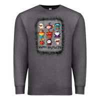 Charcoal Heather halloween funny set ghost mummy witch vampire and pumpkin t shirt Premium Sweatshirt - maiPhamDesign
