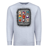 Heather Grey halloween funny set ghost mummy witch vampire and pumpkin t shirt Premium Sweatshirt - maiPhamDesign