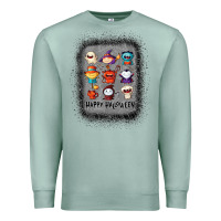 Seafoam halloween funny set ghost mummy witch vampire and pumpkin t shirt Premium Sweatshirt - maiPhamDesign