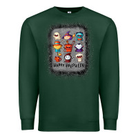 Sports Green halloween funny set ghost mummy witch vampire and pumpkin t shirt Premium Sweatshirt - maiPhamDesign