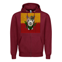 Burgundy christmas alpacas Zipper Hoodie - BarkalooDesign