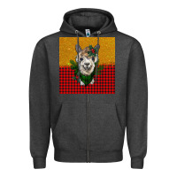 Charcoal Heather christmas alpacas Zipper Hoodie - BarkalooDesign