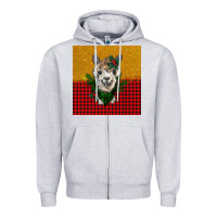 Heather Grey christmas alpacas Zipper Hoodie - BarkalooDesign