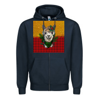 Navy christmas alpacas Zipper Hoodie - BarkalooDesign