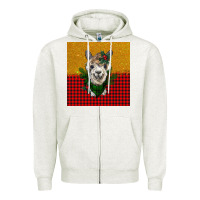 Oatmeal Heather christmas alpacas Zipper Hoodie - BarkalooDesign