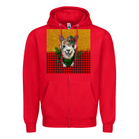 Red christmas alpacas Zipper Hoodie - BarkalooDesign