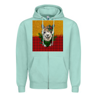 Seafoam christmas alpacas Zipper Hoodie - BarkalooDesign
