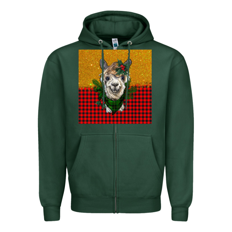Christmas Alpacas Zipper Hoodie by BarkalooDesign | Teevron