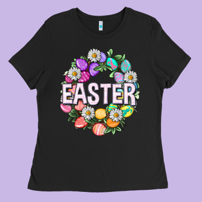 Easter With Eggs And Daisy Easter Day Ladies Tee Designed By Howdyjamesfarm