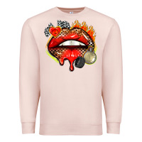 Pale Pink race lips Premium Sweatshirt - AdoDesignShop