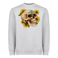 Heather Grey skull flowers and gemstone Heavyweight Sweatshirt - Artiststas