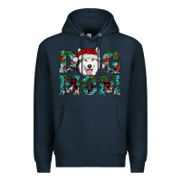 Navy Christmas Dog Mom Husky Premium Hoodie - RanaPortraitStore