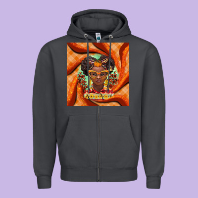 Fall African Girl Zipper Hoodie Designed By Barkaloodesign
