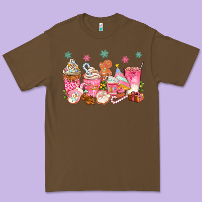 Pink Gingerbread Coffee Cups Premium Tee Designed By Texasbilliewilder
