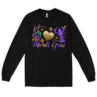 Black Peace love crawfish Mardi Gras skeleton hand Long Sleeve Tee - FaDigitalArtStudio