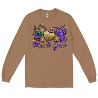 Toasted Coconut Peace love crawfish Mardi Gras skeleton hand Long Sleeve Tee - FaDigitalArtStudio