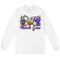 White Peace love crawfish Mardi Gras skeleton hand Long Sleeve Tee - FaDigitalArtStudio