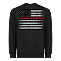 Black thin red line American flag metal floor Heavyweight Sweatshirt - Artiststas