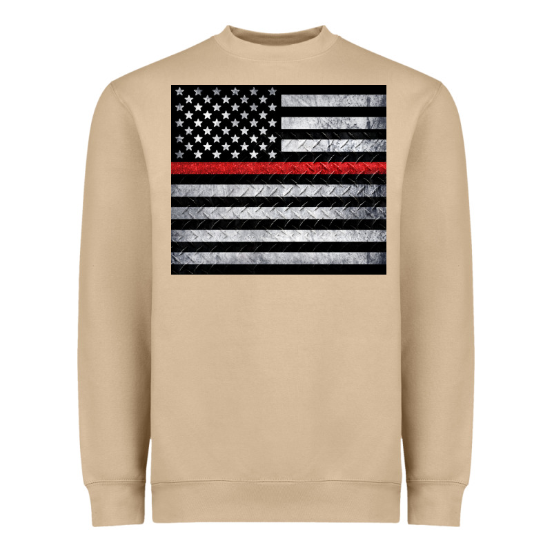Thin Red Line American Flag Metal Floor Heavyweight Sweatshirt by Artiststas | Teevron