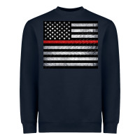 Navy thin red line American flag metal floor Heavyweight Sweatshirt - Artiststas