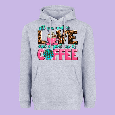 All You Need Is Love And A Good Cup Of Coffee Heavyweight Hoodie Designed By Adodesignshop