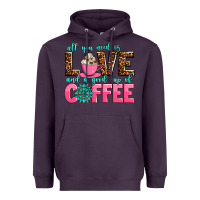 Plum all you need is love and a good cup of coffee Heavyweight Hoodie - AdoDesignShop