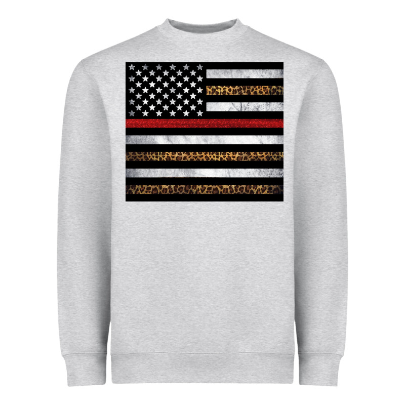 Thin Red Line American Flag Leopard Heavyweight Sweatshirt by Artiststas | Teevron