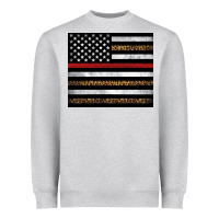 Heather Grey thin red line American flag leopard Heavyweight Sweatshirt - Artiststas