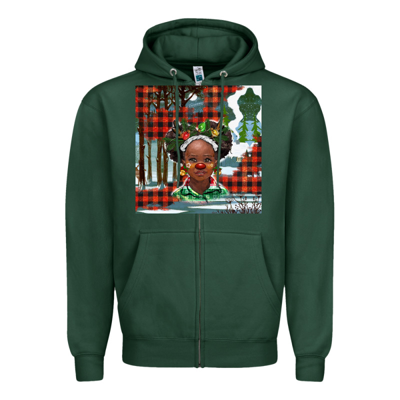 Christmas African Girl Zipper Hoodie by BarkalooDesign | Teevron