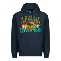 Navy fall pumpkin art Premium Hoodie - CowhideDigitalArt