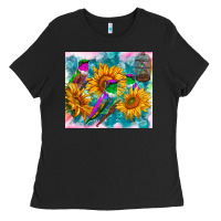 Black hummingbirds sunflower Ladies Tee - TumblerDesignByShophia