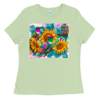 Matcha hummingbirds sunflower Ladies Tee - TumblerDesignByShophia