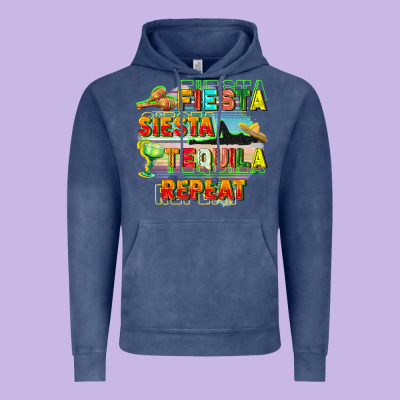 Fiesta Siesta Tequila Repeat Vintage Hoodie Designed By Fadigitalartstudio