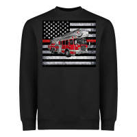 Black thin red line American flag fire truck Heavyweight Sweatshirt - Artiststas