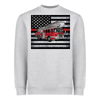 Thin Red Line American Flag Fire Truck Heavyweight Sweatshirt | Teevron