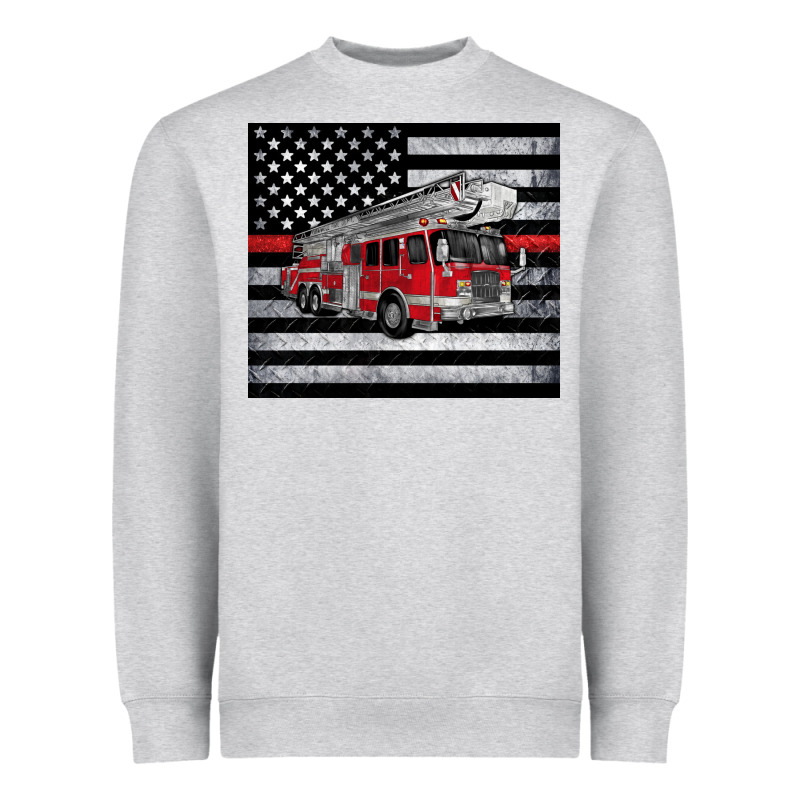 Thin Red Line American Flag Fire Truck Heavyweight Sweatshirt by Artiststas | Teevron