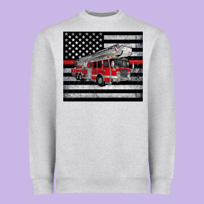 Thin Red Line American Flag Fire Truck Heavyweight Sweatshirt Designed By Artiststas