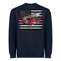 Navy thin red line American flag fire truck Heavyweight Sweatshirt - Artiststas