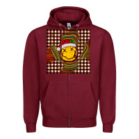 Burgundy Christmas smiley face Zipper Hoodie - BarkalooDesign